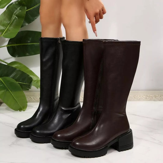 Noelle | Round Toe Block Heel Boots