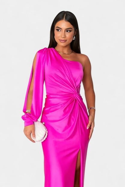 Charlotte | Asymmetric Draped One - Shoulder Dress - Lora Toronto