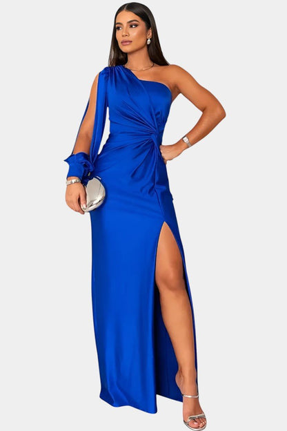 Charlotte | Asymmetric Draped One - Shoulder Dress - Lora Toronto