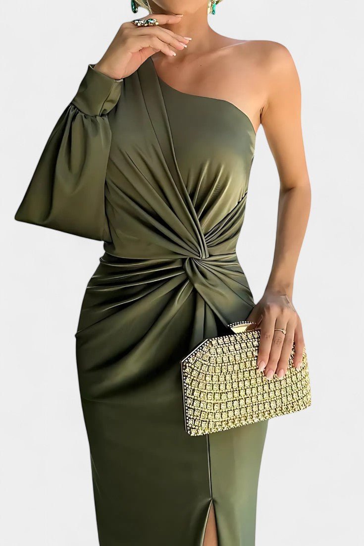 Charlotte | Asymmetric Draped One - Shoulder Dress - Lora Toronto