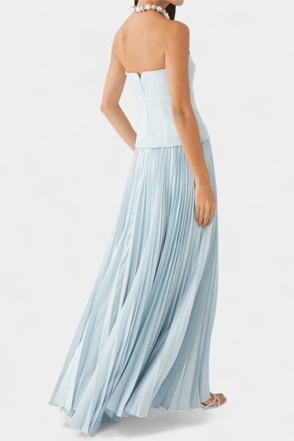 Clara | Off - Shoulder Pleated Maxi Dress - Lora Toronto