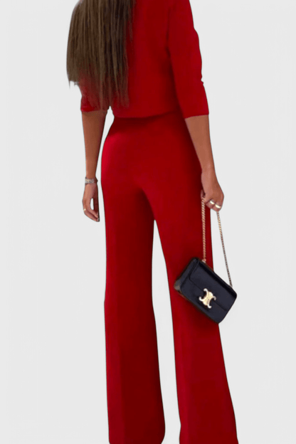Cleo 2 Set with 3/4 Sleeve Top and Wide - Leg Trousers - Lora Toronto