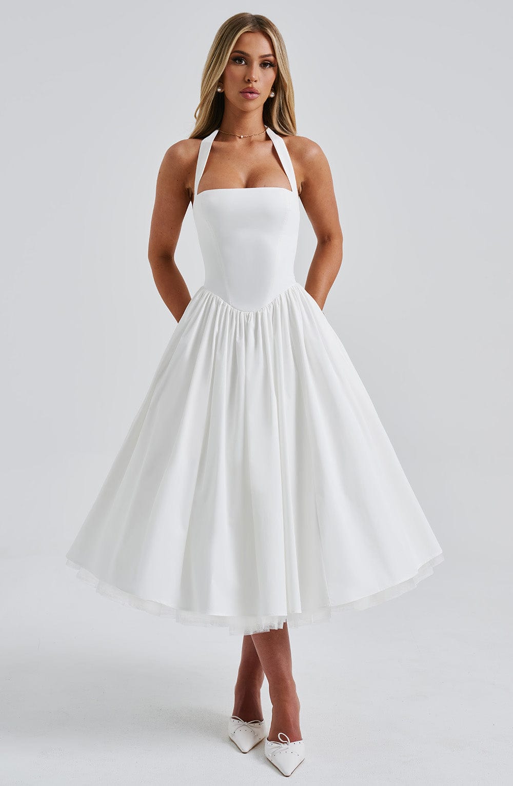 Cressida | Square Halter Midi Dress