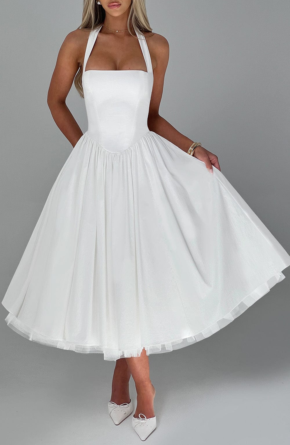 Cressida | Square Halter Midi Dress