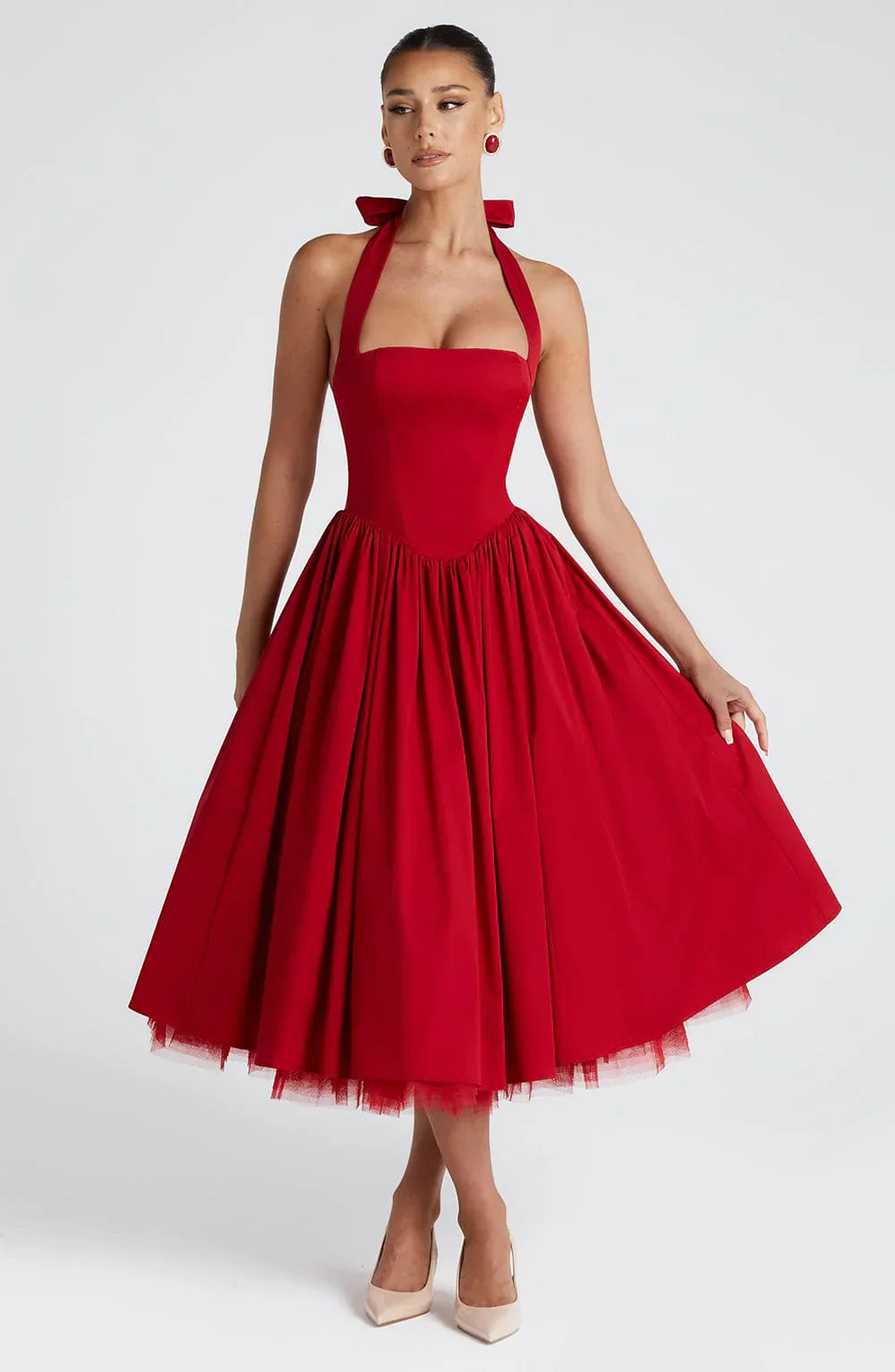 Cressida | Square Halter Midi Dress