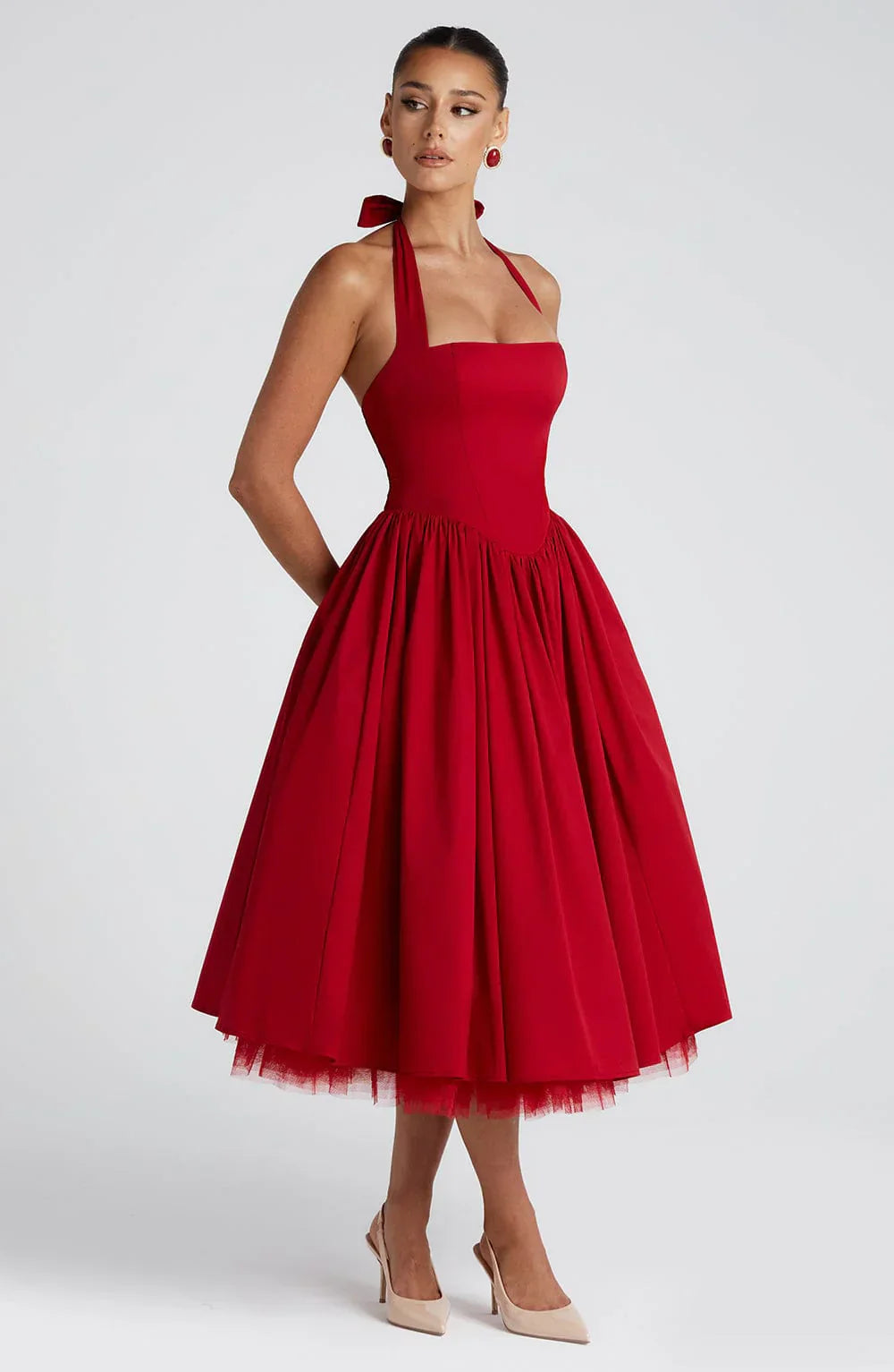 Cressida | Square Halter Midi Dress