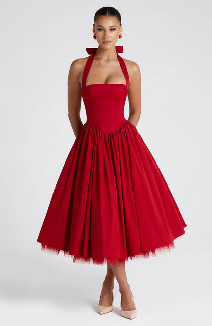 Cressida | Square Halter Midi Dress