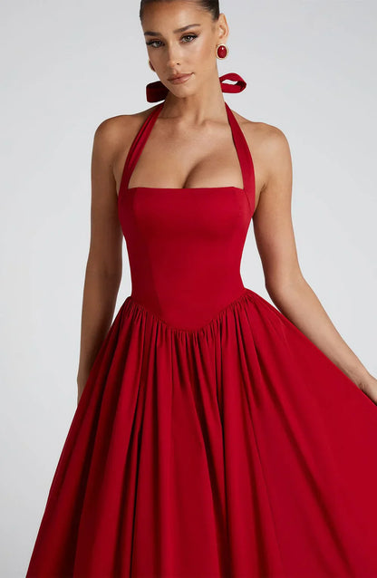 Cressida | Square Halter Midi Dress