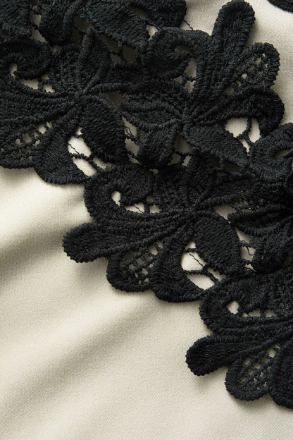 Diana | Asymmetric Lace Panel Midi Dress - Lora Toronto