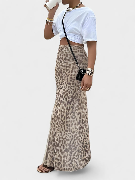 Kira | Leopard Print Maxi Skirt