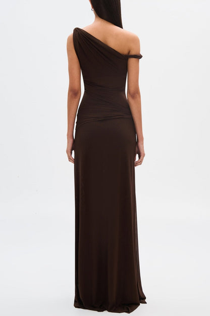 Eranda | Draped Mesh Off - Shoulder Maxi Dress - Lora Toronto