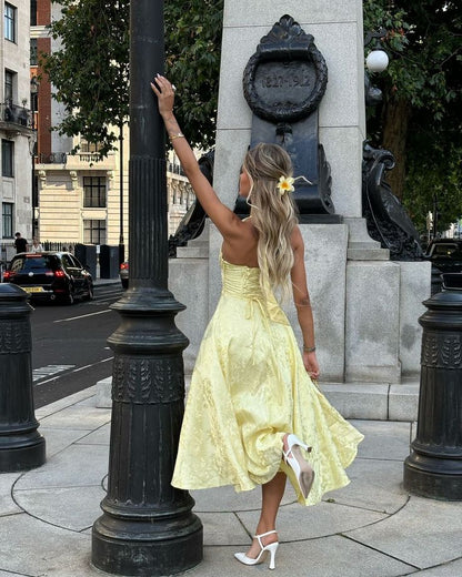 Esmeralda | Halter Sleeveless Midi Dress - Lora Toronto