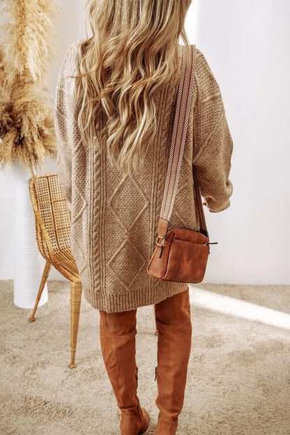Marielle | Cable-Knit Round Neck Sweater Dress