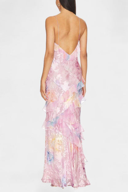 Fawn | Floral Ruffle Maxi Dress - Lora Toronto