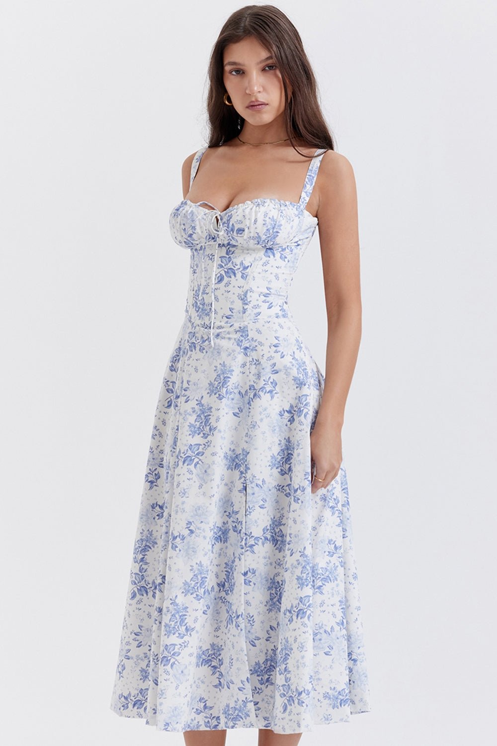 Flora | Corset A - Line Midi Dress - Lora Toronto