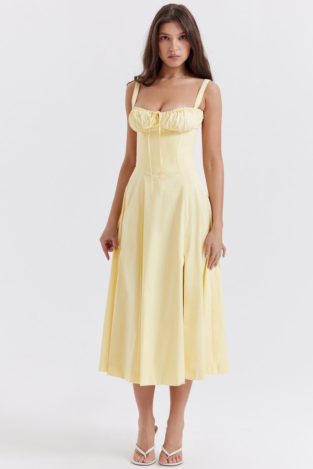 Flora | Corset A - Line Midi Dress - Lora Toronto