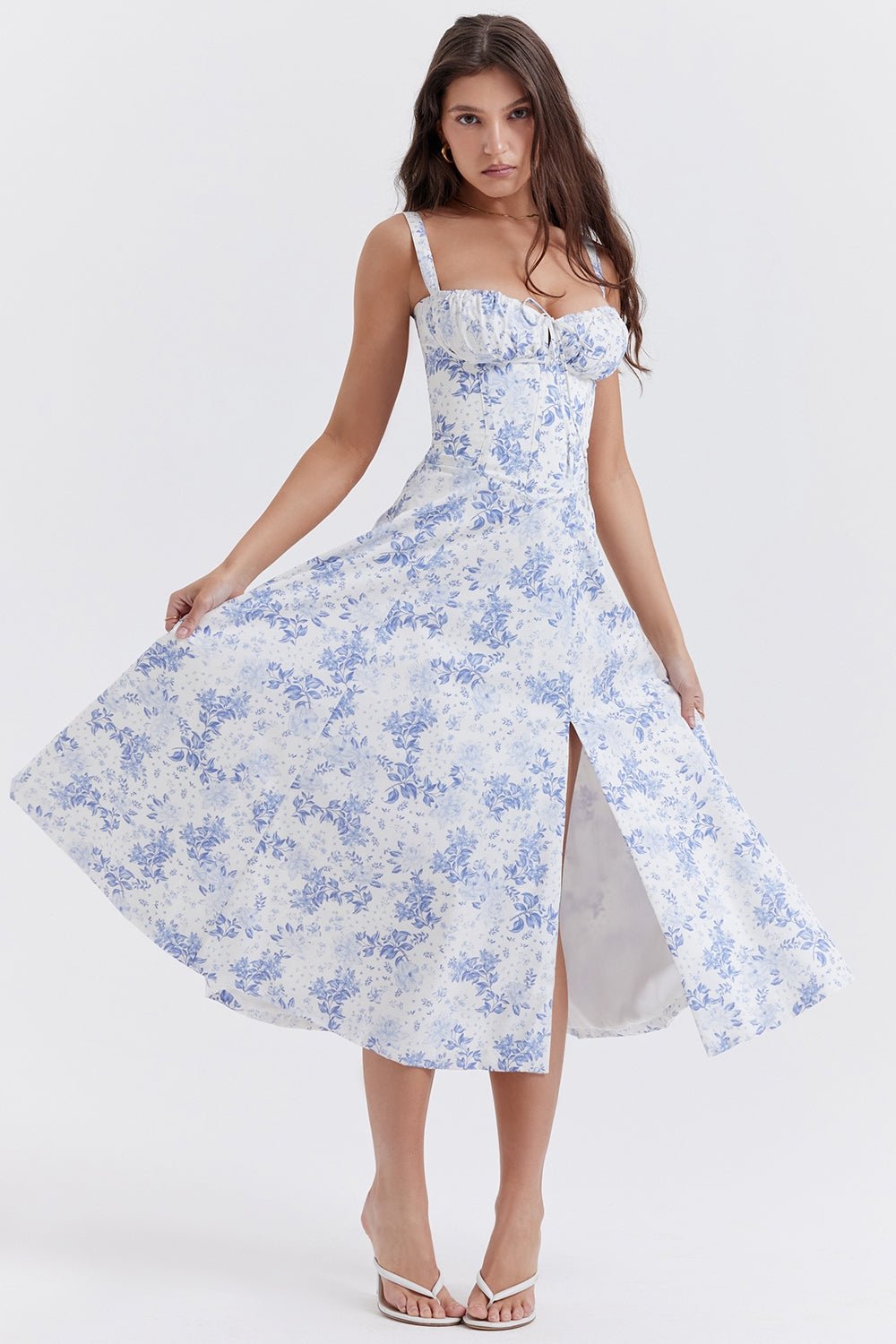 Flora | Corset A - Line Midi Dress - Lora Toronto