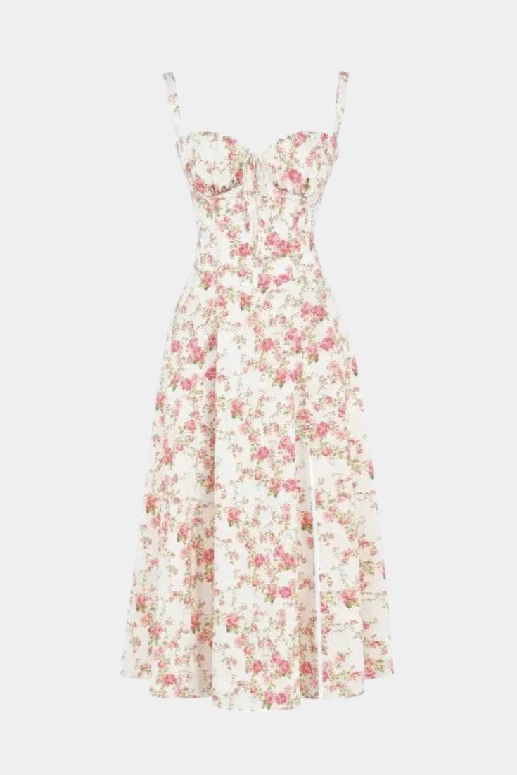 Flora | Corset A - Line Midi Dress - Lora Toronto