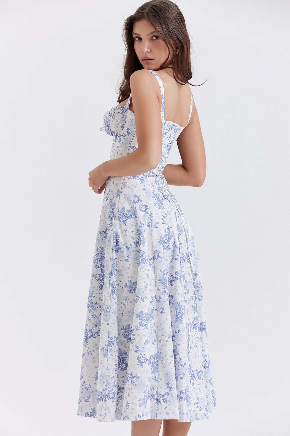 Flora | Corset A - Line Midi Dress - Lora Toronto