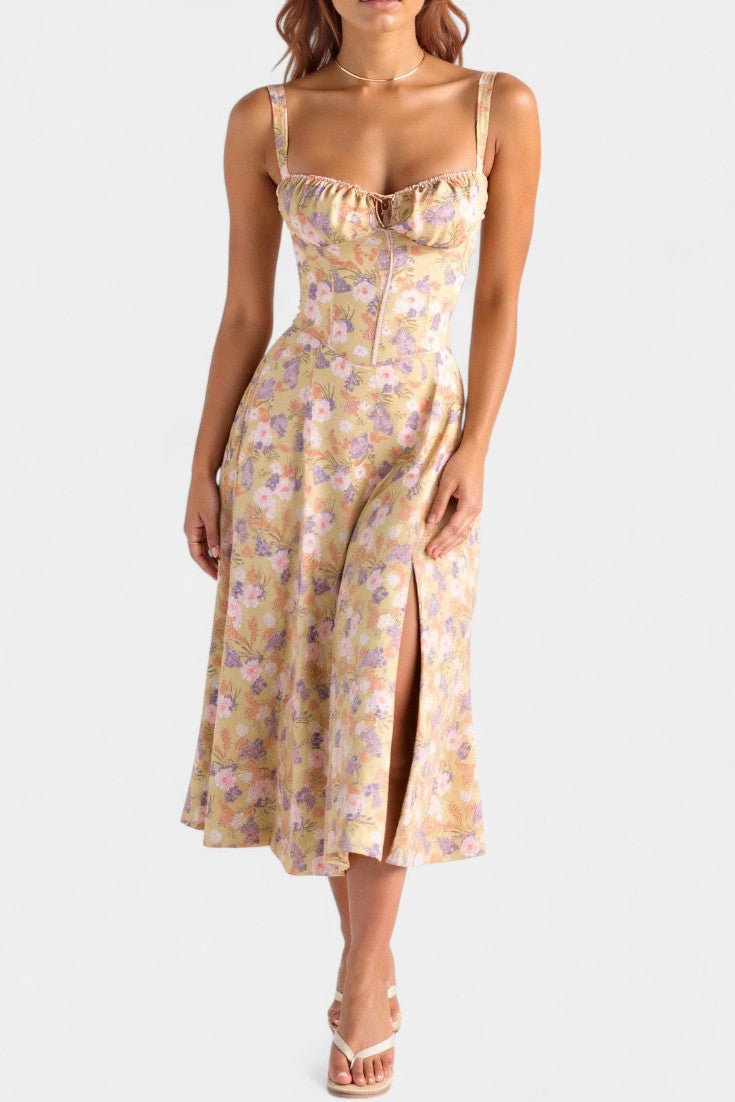Flora | Corset A - Line Midi Dress - Lora Toronto