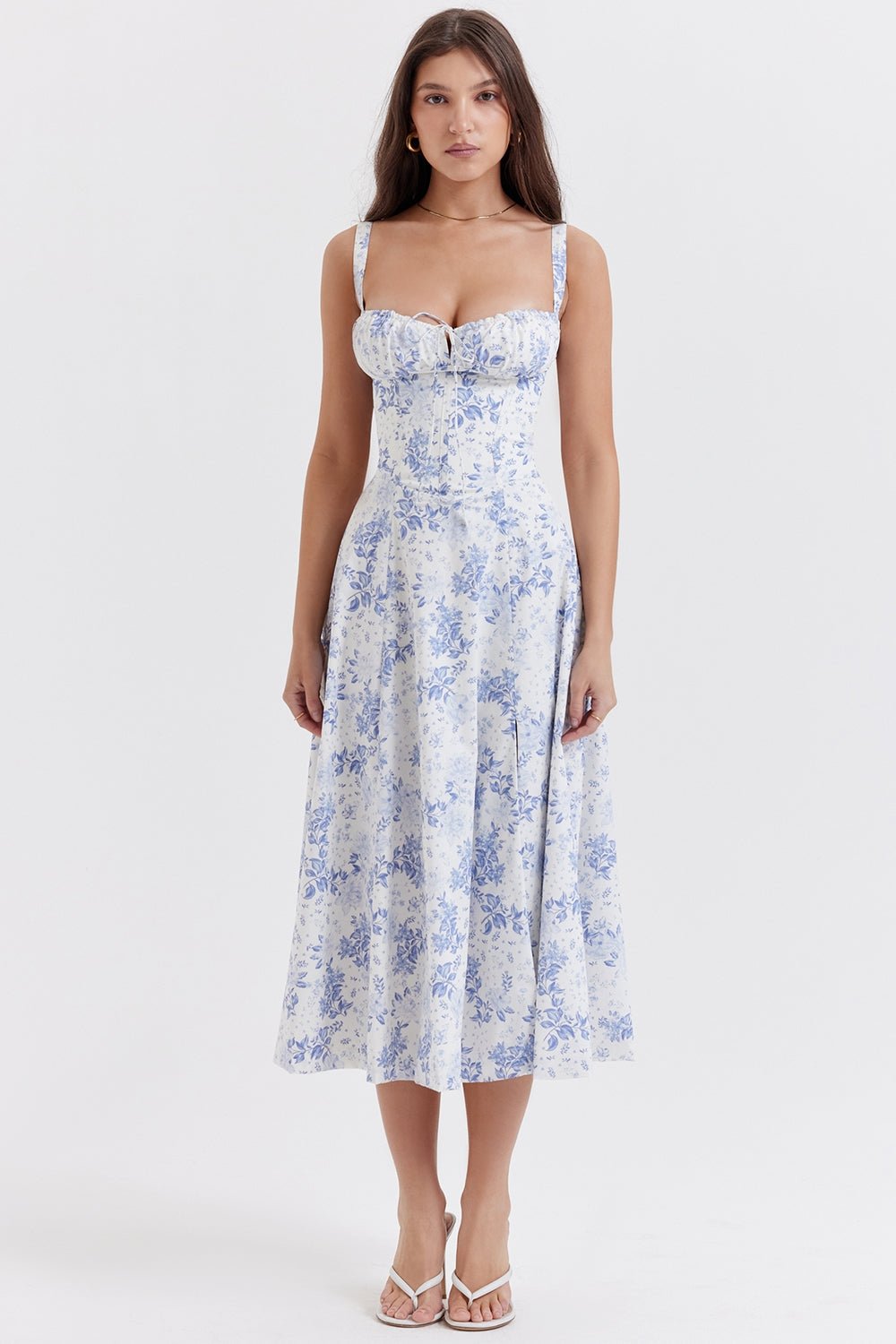 Flora | Corset A - Line Midi Dress - Lora Toronto