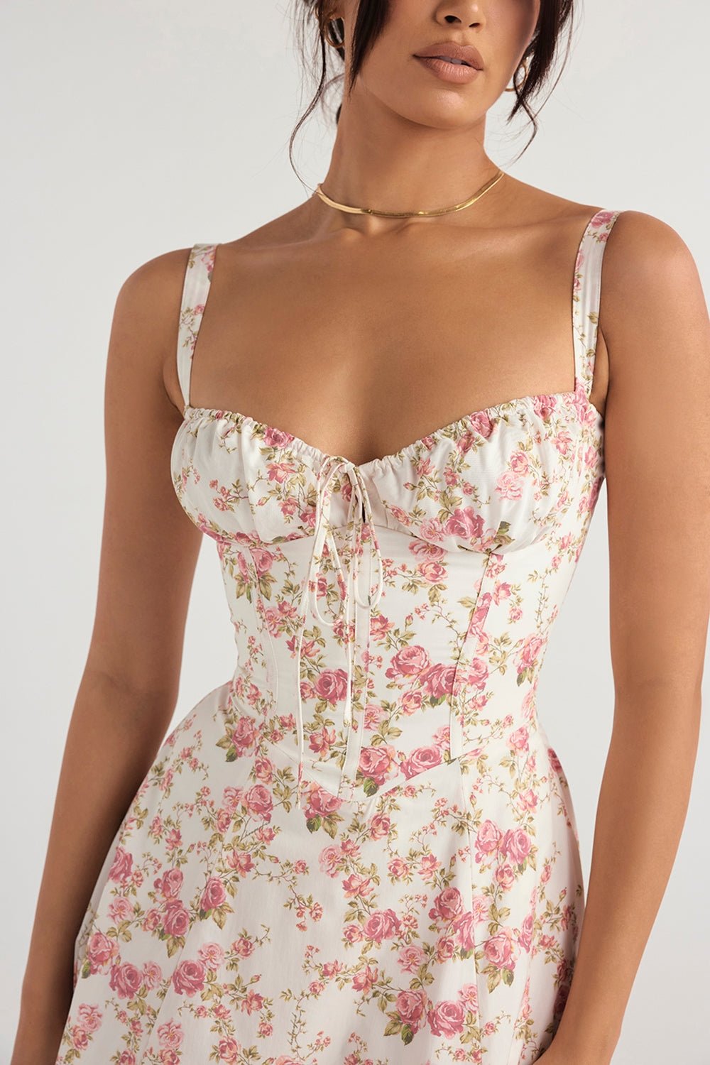 Flora | Corset A - Line Midi Dress - Lora Toronto
