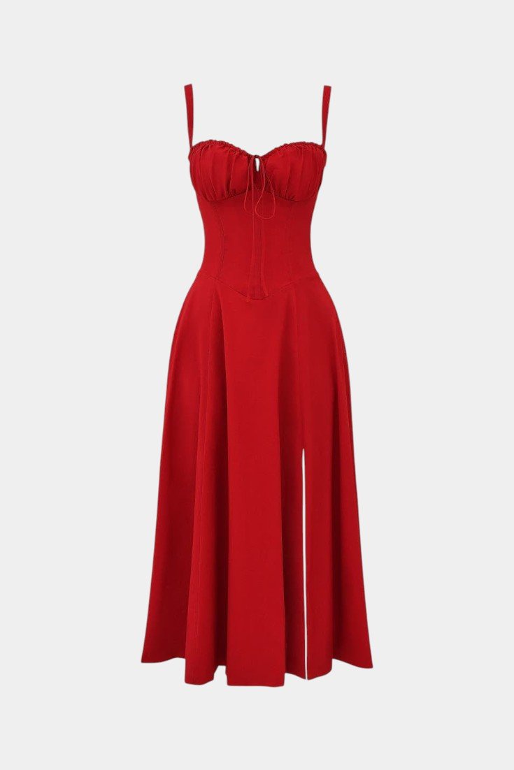 Flora | Corset A - Line Midi Dress - Lora Toronto