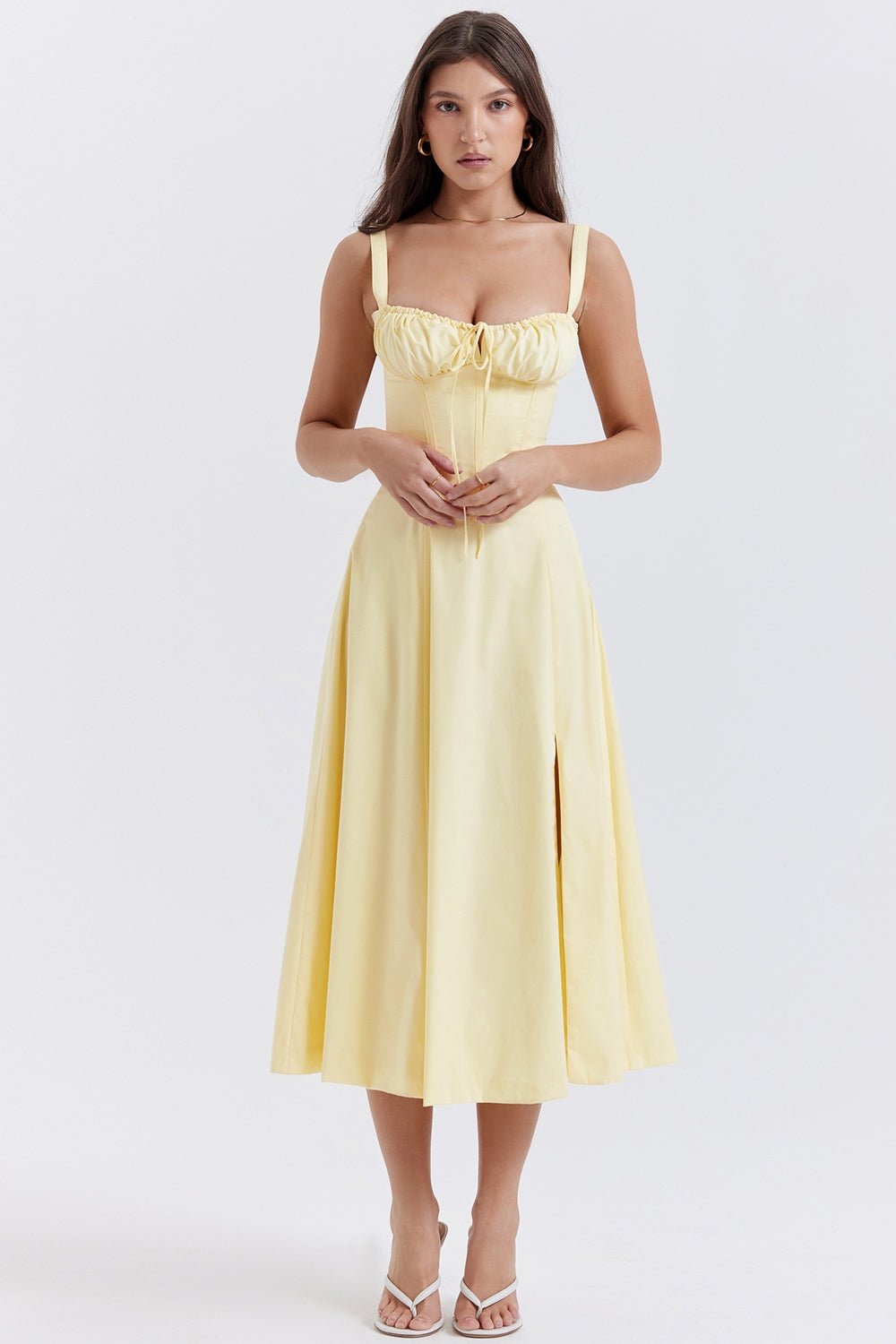 Flora | Corset A - Line Midi Dress - Lora Toronto