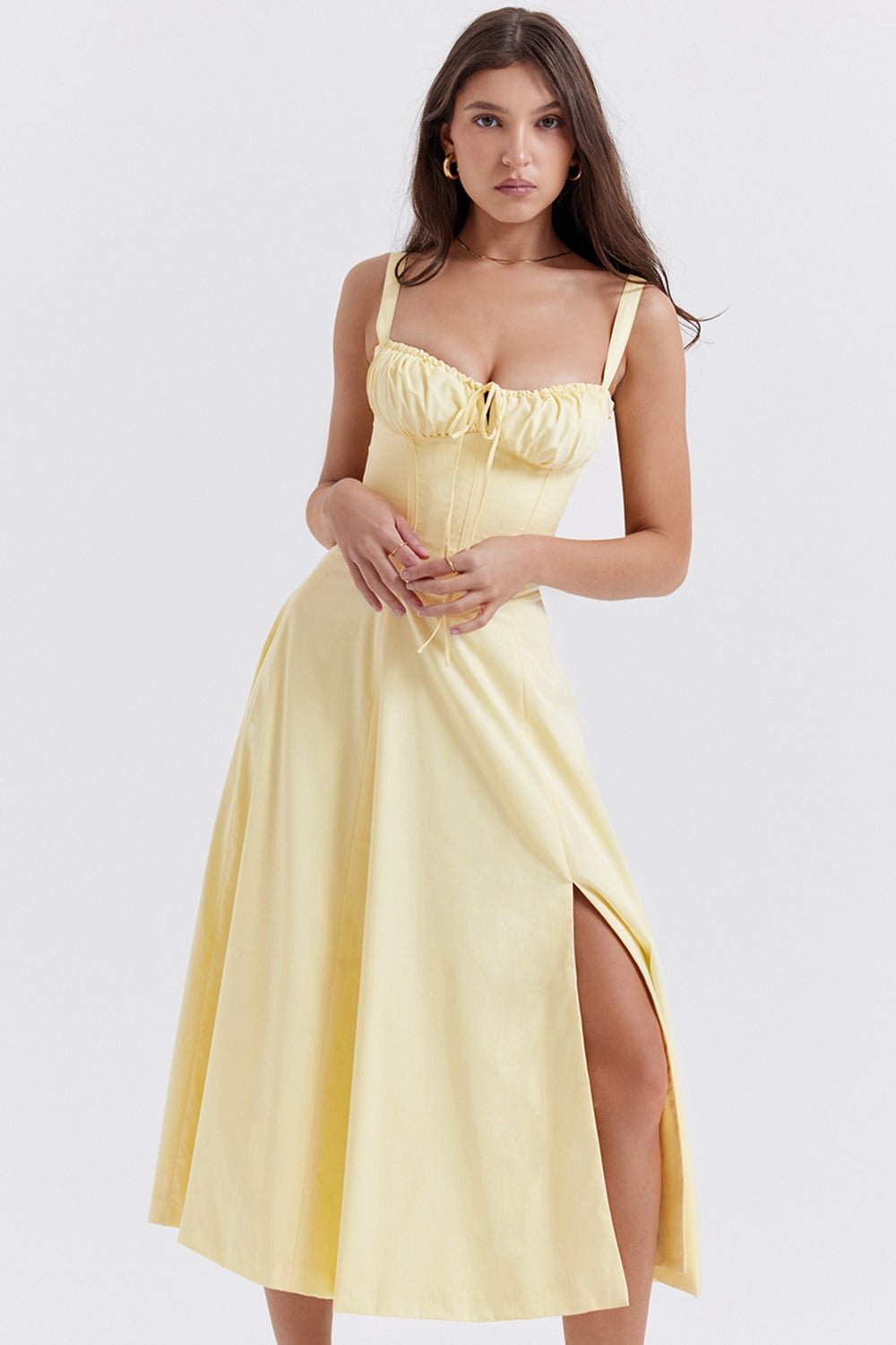 Flora | Corset A - Line Midi Dress - Lora Toronto
