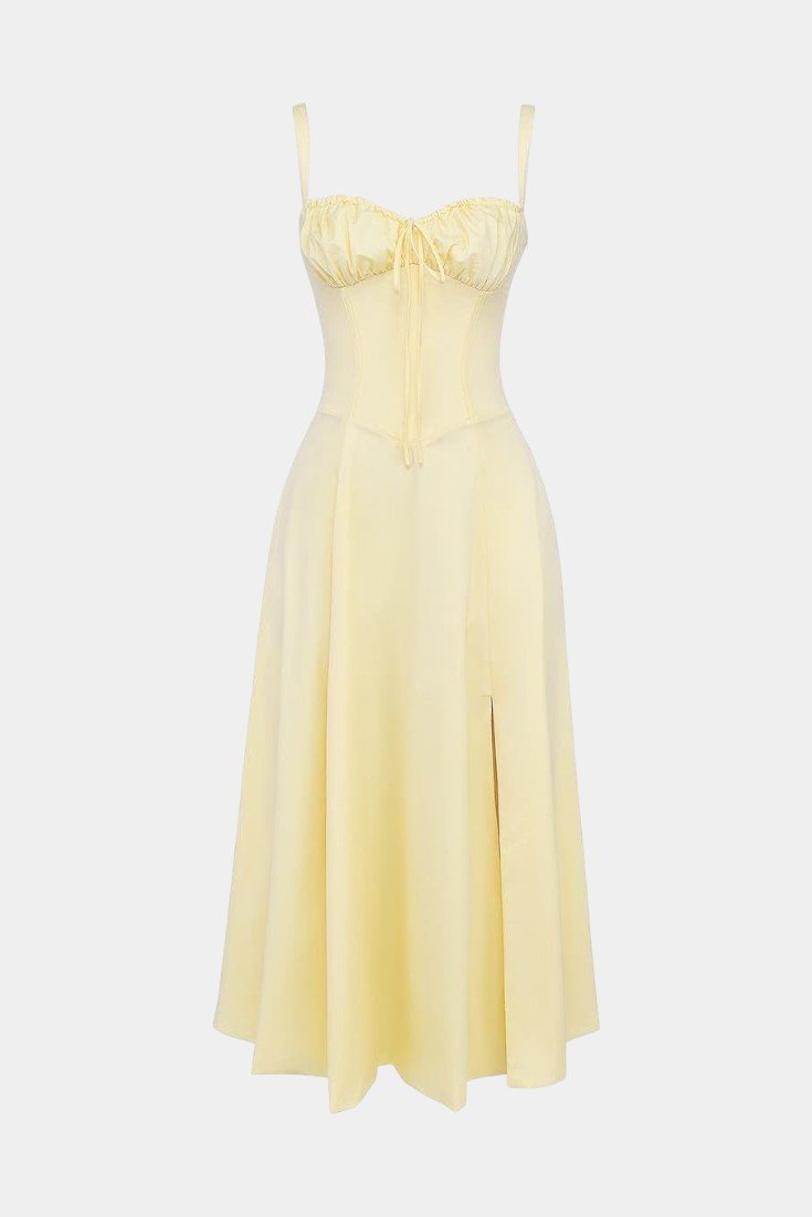 Flora | Corset A - Line Midi Dress - Lora Toronto