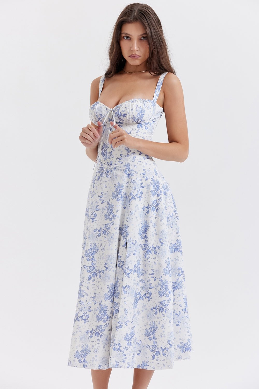 Flora | Corset A - Line Midi Dress - Lora Toronto
