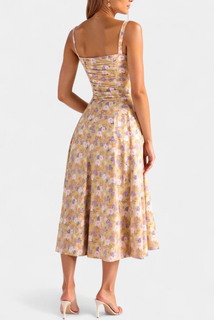 Flora | Corset A - Line Midi Dress - Lora Toronto