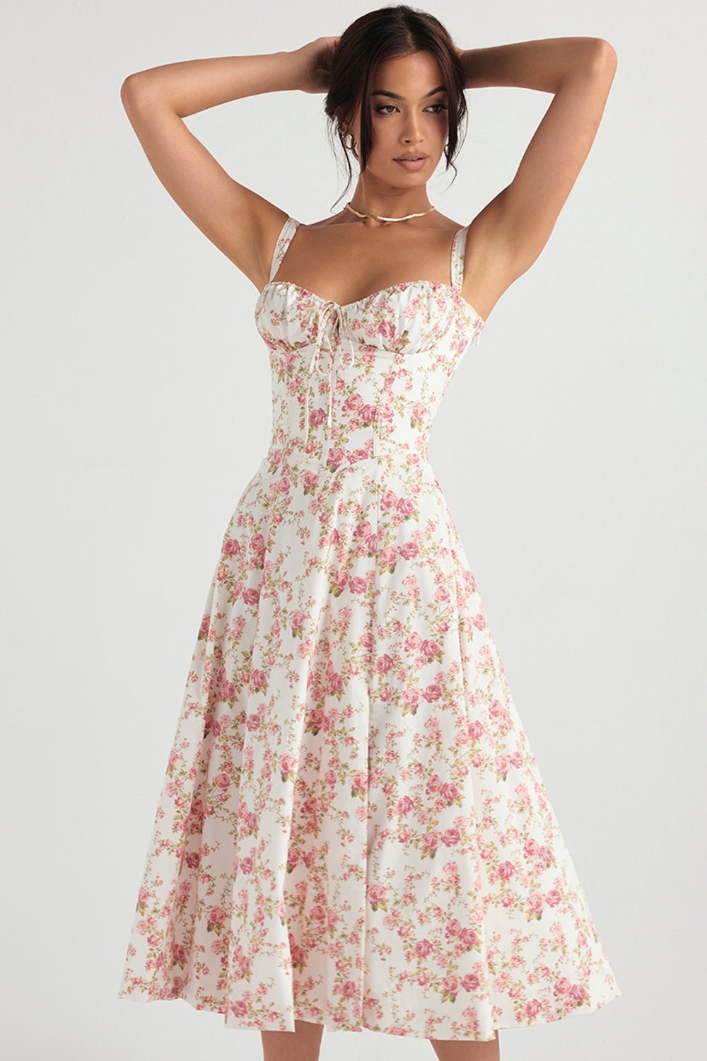 Flora | Corset A - Line Midi Dress - Lora Toronto