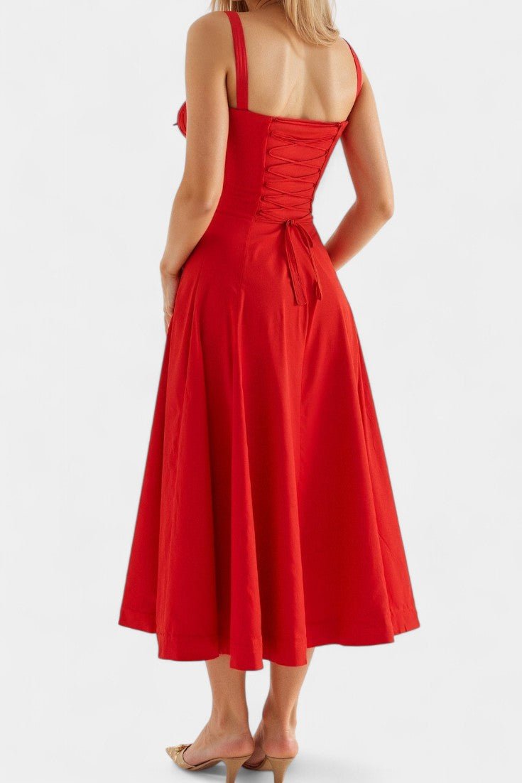 Flora | Corset A - Line Midi Dress - Lora Toronto