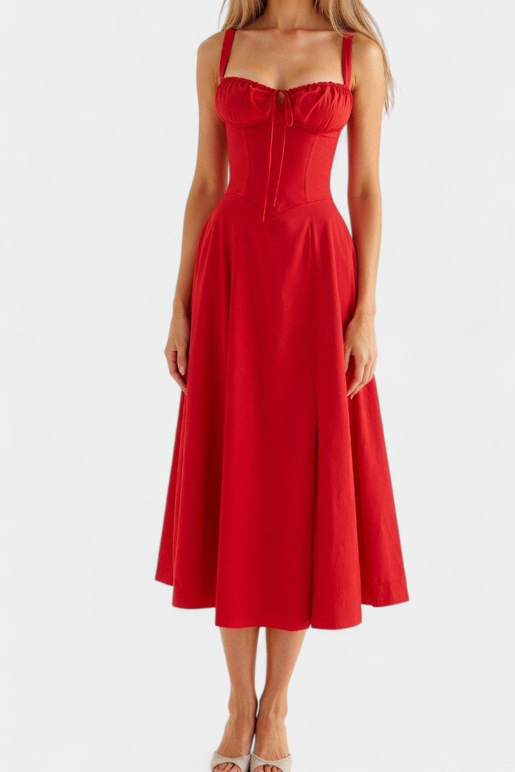 Flora | Corset A - Line Midi Dress - Lora Toronto