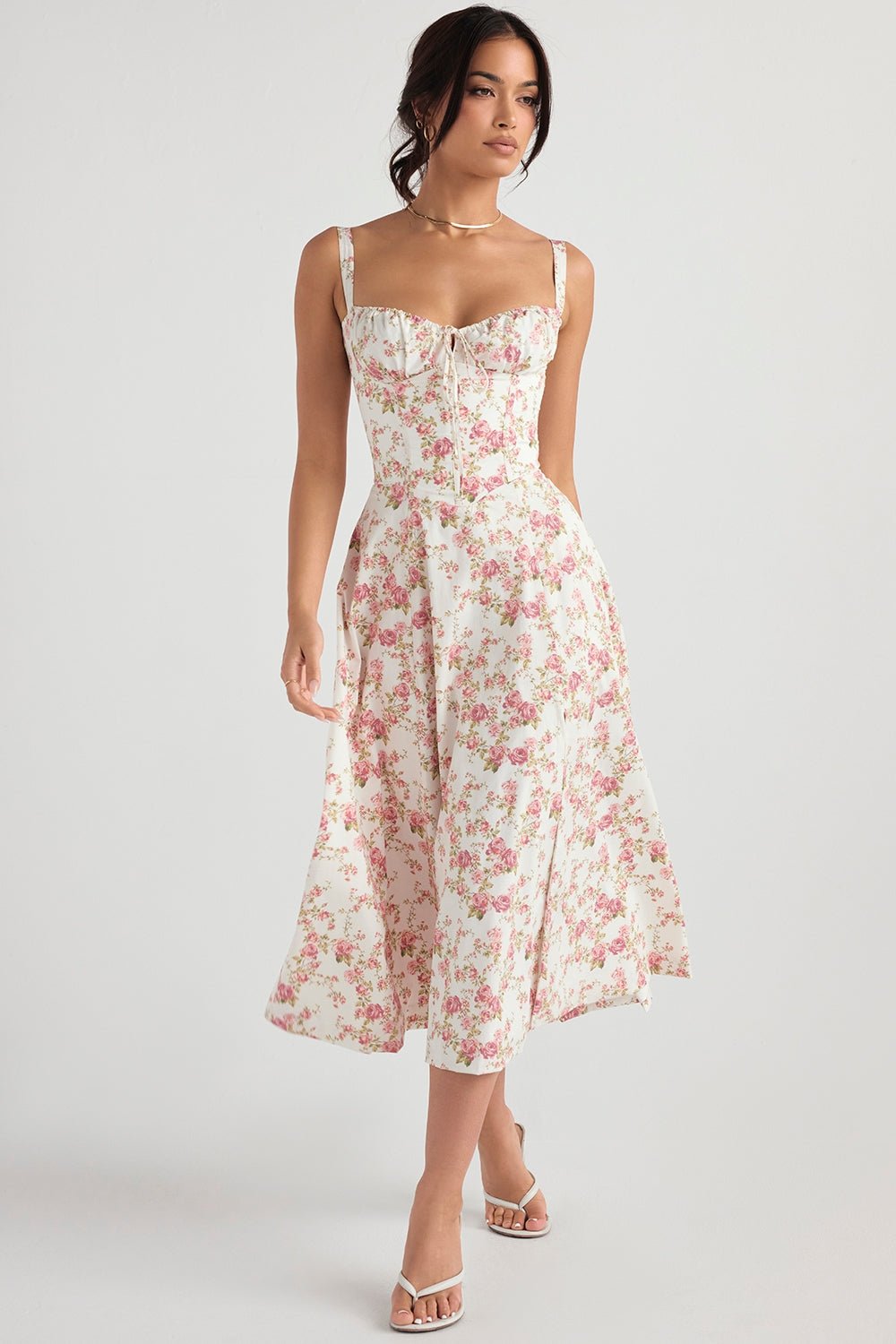 Flora | Corset A - Line Midi Dress - Lora Toronto
