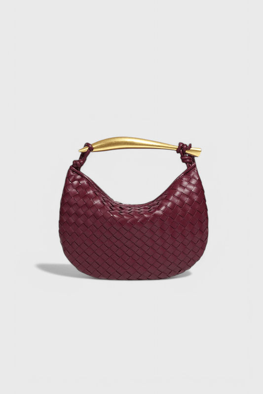 Gerda Woven Bag with Gold Handle - Lora Toronto
