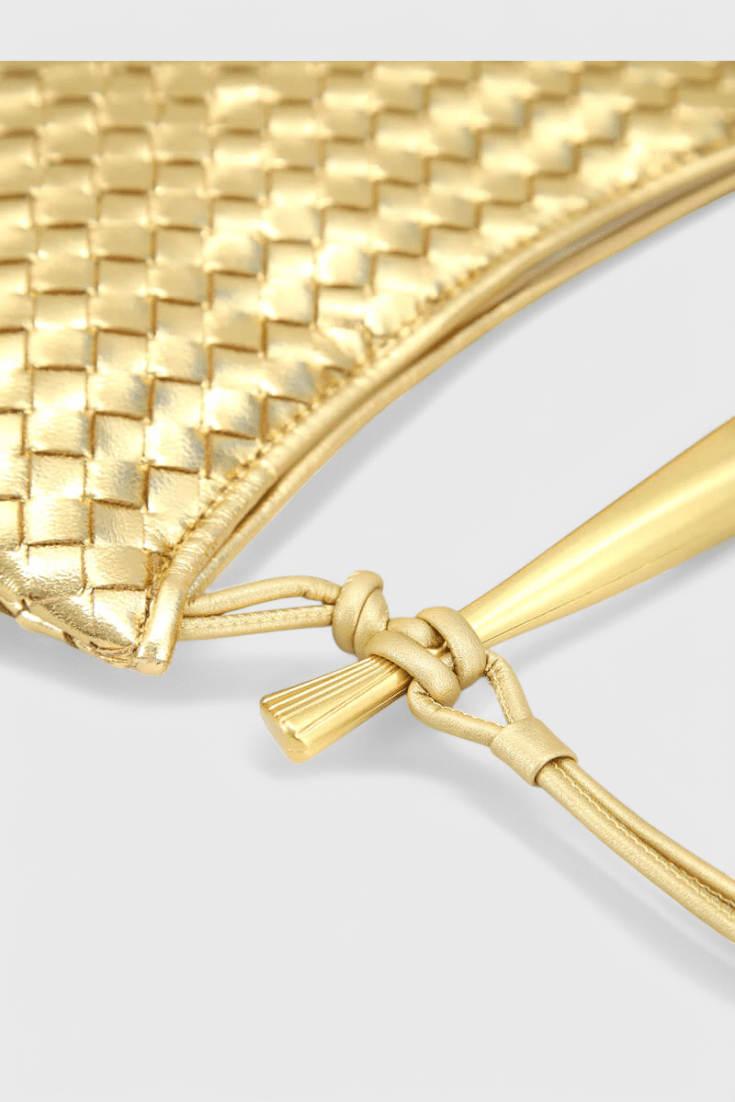 Gerda Woven Bag with Gold Handle - Lora Toronto