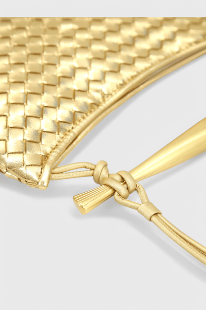 Gerda Woven Bag with Gold Handle - Lora Toronto