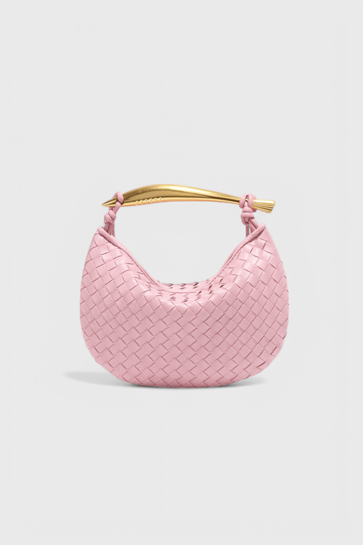 Gerda Woven Bag with Gold Handle - Lora Toronto
