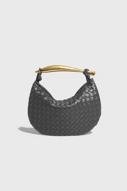 Gerda Woven Bag with Gold Handle - Lora Toronto