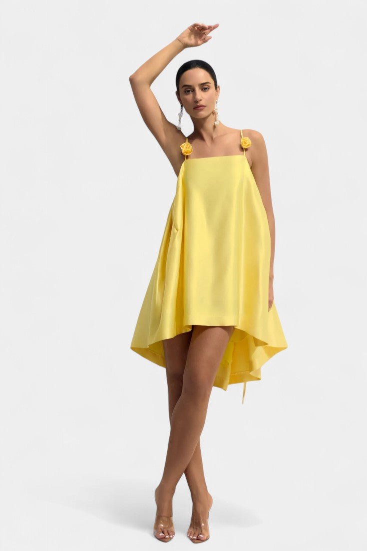 Hedda | Rose Detail Spaghetti Strap Mini Dress - Lora Toronto