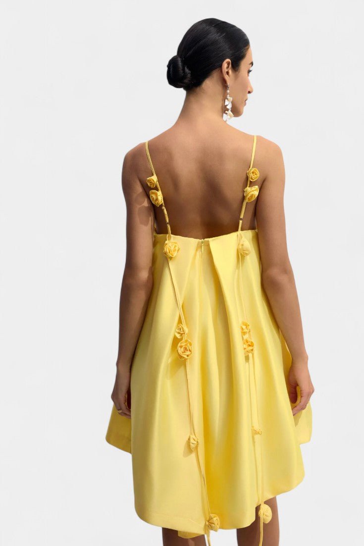Hedda | Rose Detail Spaghetti Strap Mini Dress - Lora Toronto