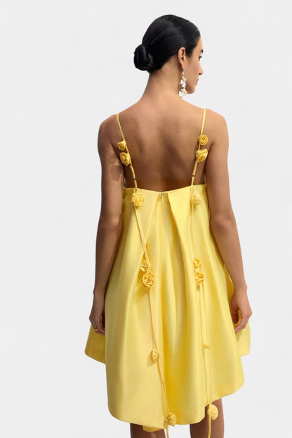 Hedda | Rose Detail Spaghetti Strap Mini Dress - Lora Toronto