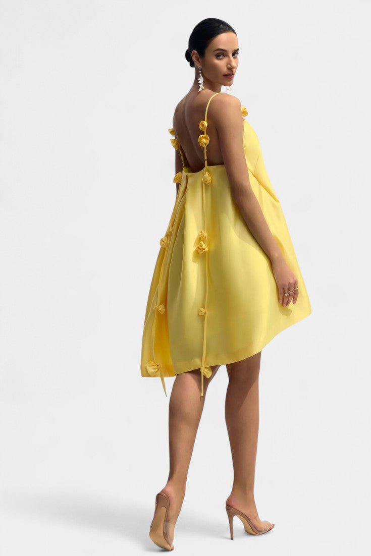 Hedda | Rose Detail Spaghetti Strap Mini Dress - Lora Toronto