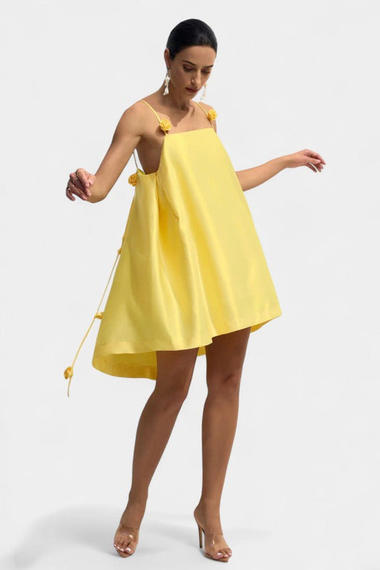 Hedda | Rose Detail Spaghetti Strap Mini Dress - Lora Toronto