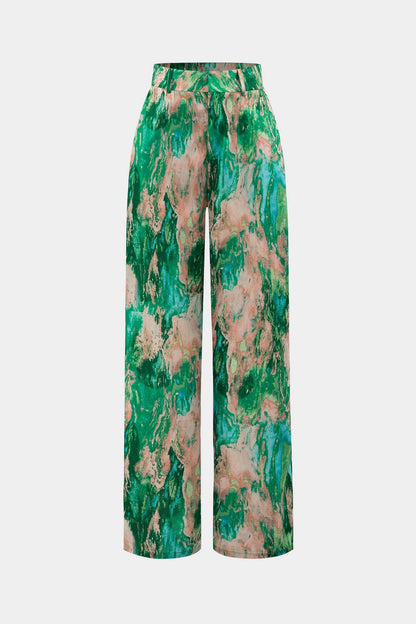 Inna Marble Print High - Waisted Straight Leg Pants - Lora Toronto