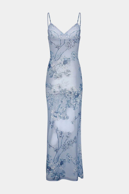 Iris | Floral Blue Lace Dress - Lora Toronto
