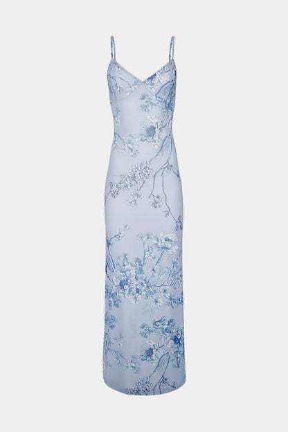 Iris | Floral Blue Lace Dress - Lora Toronto