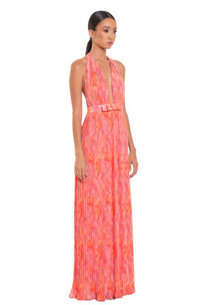 Isla | Pleated Halter Backless Maxi Dress - Lora Toronto